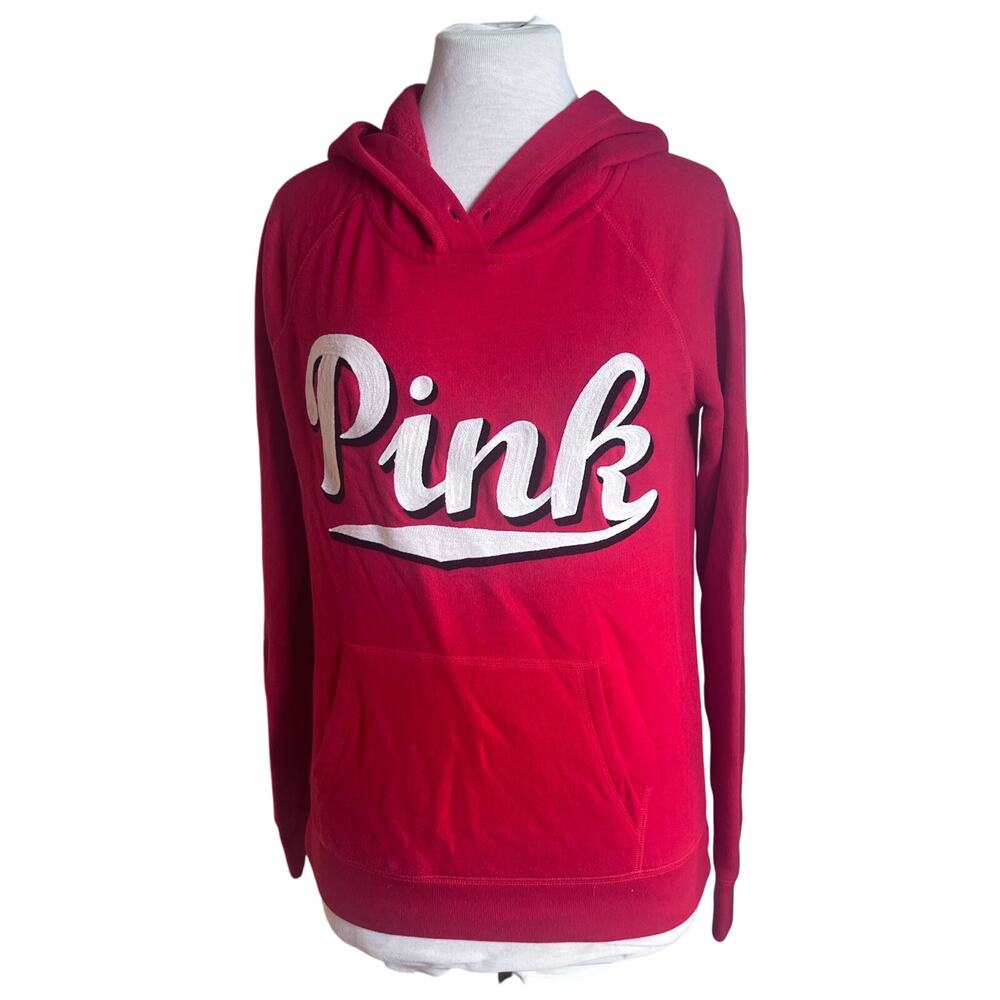 Victoria’s Secret Pink Spell Out‎ Hoodie Sweatshirt Red Women's Medium